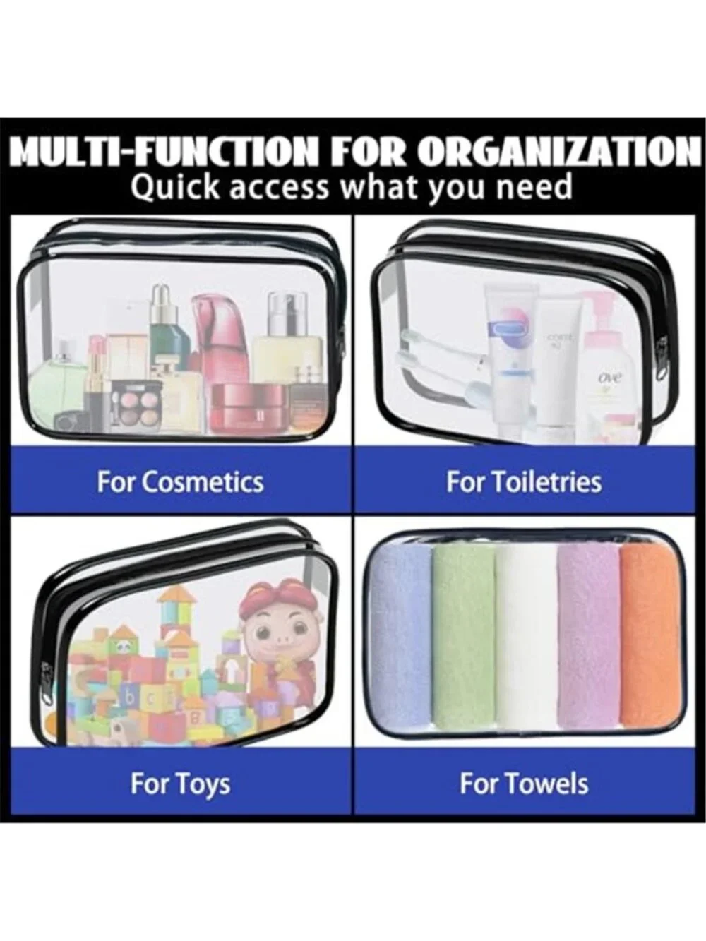 16 Pack Clear Vinyl Cosmetic Bags Waterproof TSA Approved Travel Toiletry Bags